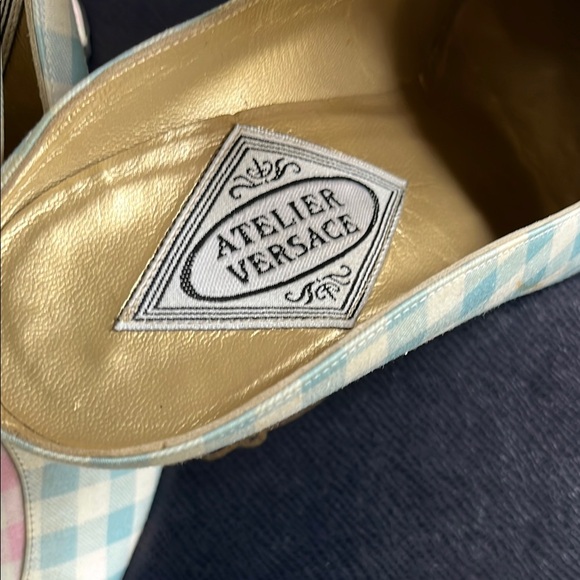 Rare Vintage Versace Pastel Checkered Women's Mules - Picture 3 of 6